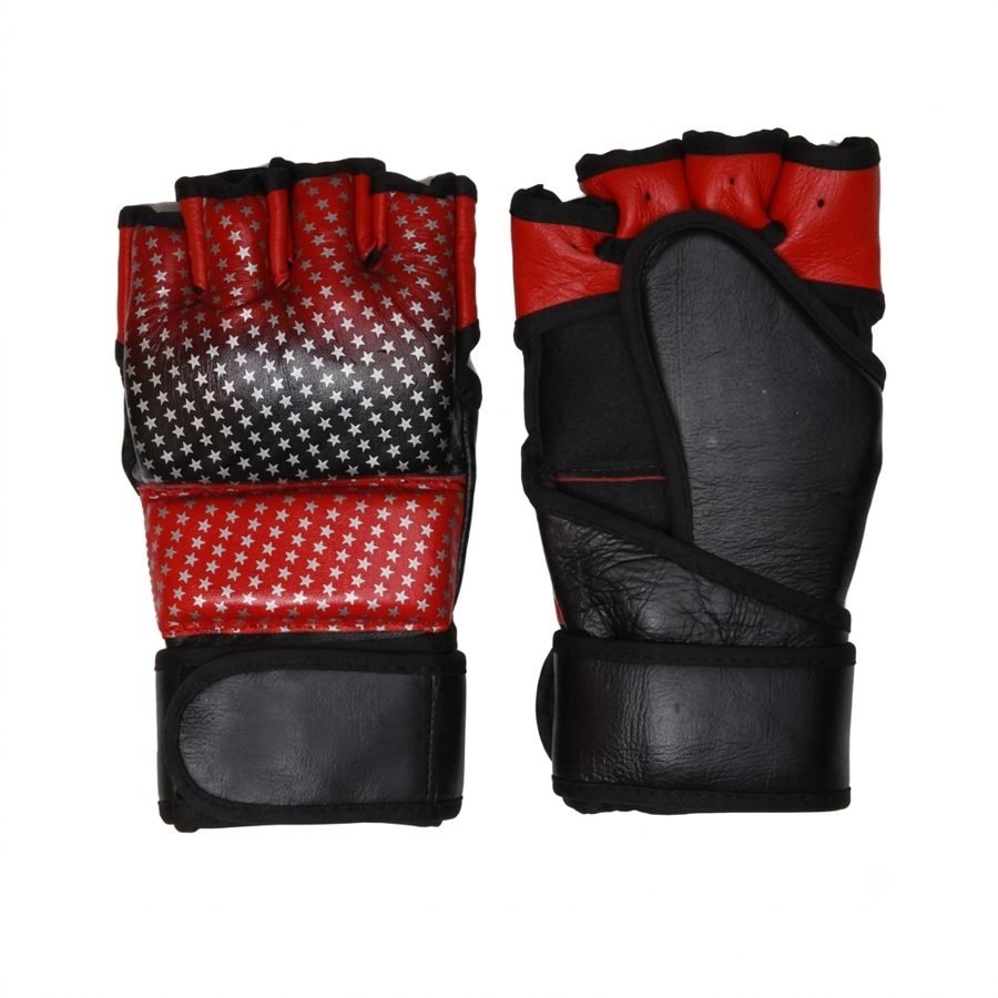 Star Print Red-Panel Grappling Gloves