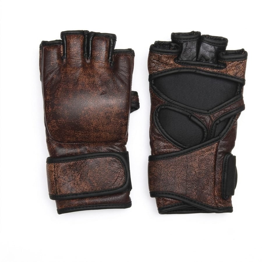 Distressed Brown Vintage Grappling Gloves