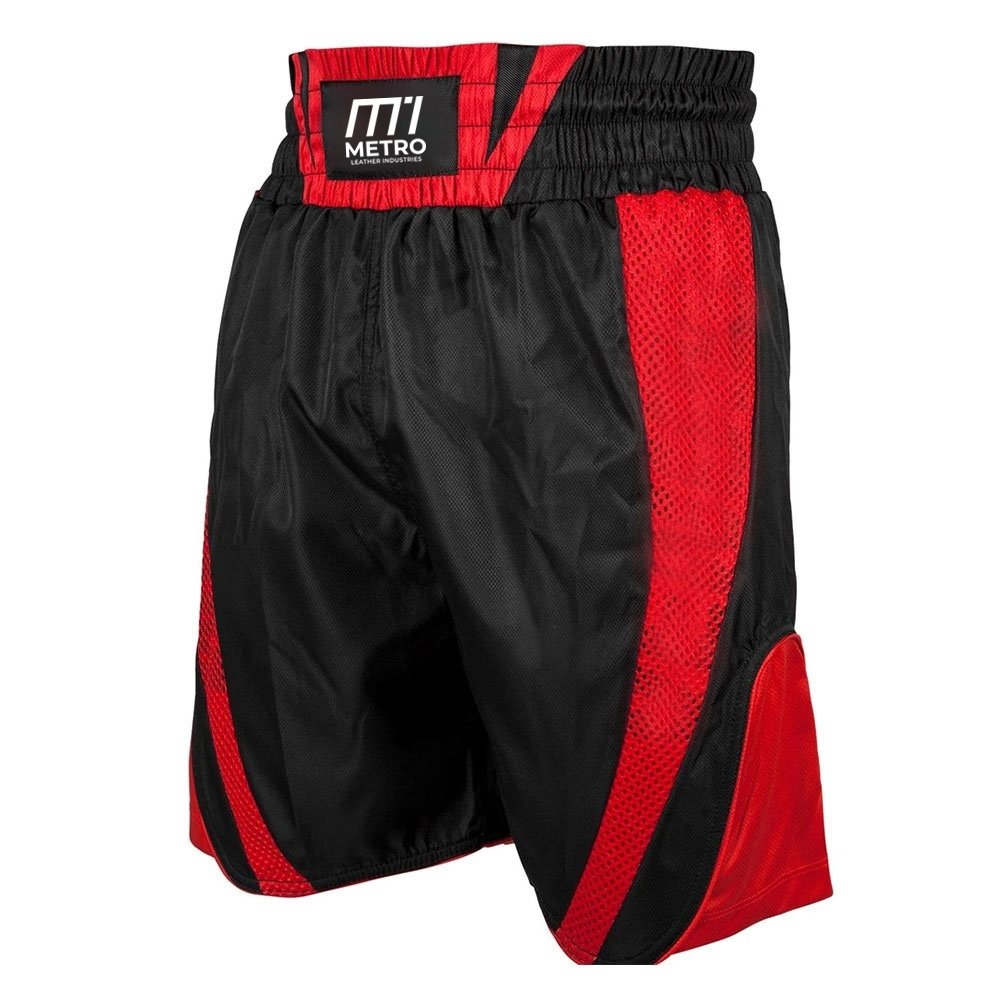 High-Waist Satin Boxing Shorts with Mesh Panels