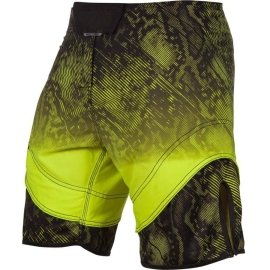 Lime Green Curved-Panel Hybrid Fight Shorts
