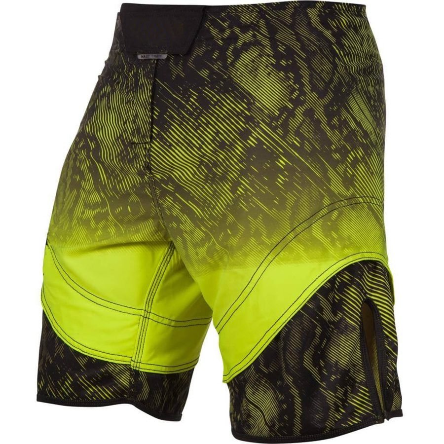 Lime Green Curved-Panel Hybrid Fight Shorts
