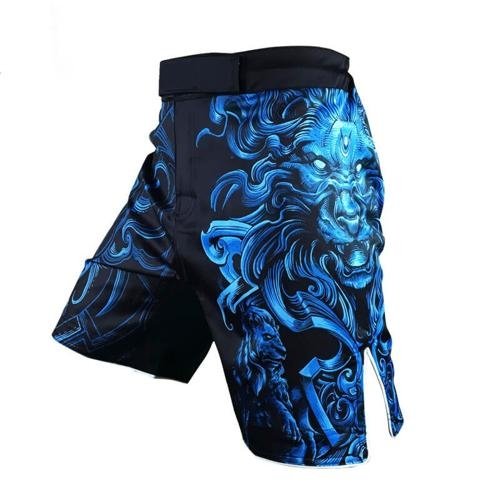 Electric Blue Lion Print Fight Shorts